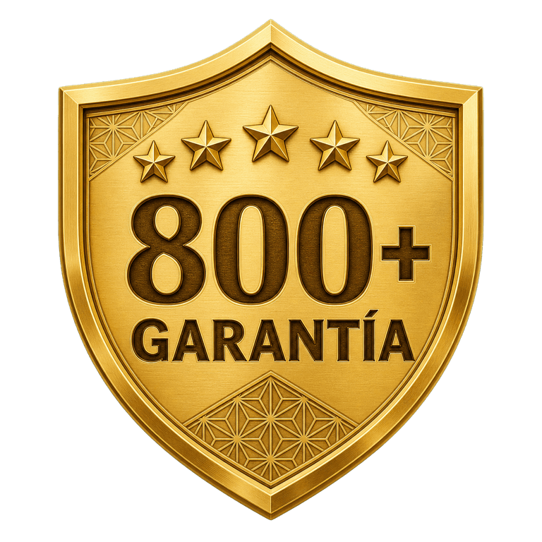 Escudo dorado de garantía PAES: cinco estrellas, 800+