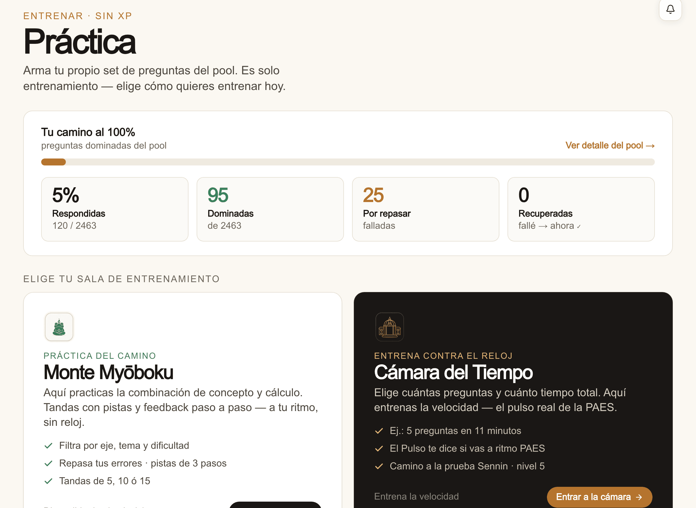 La Práctica real de Satori: Monte Myōboku para entrenar sin reloj y Cámara del Tiempo para entrenar velocidad tipo PAES